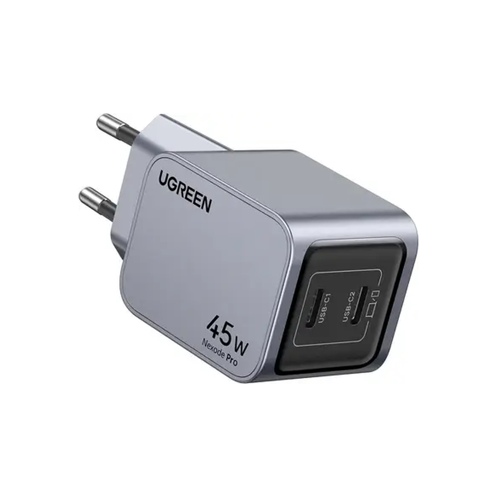 Зарядний пристрій Ugreen 2xUSB-C PD45W GaN X707 gray (35008) - зображення 3