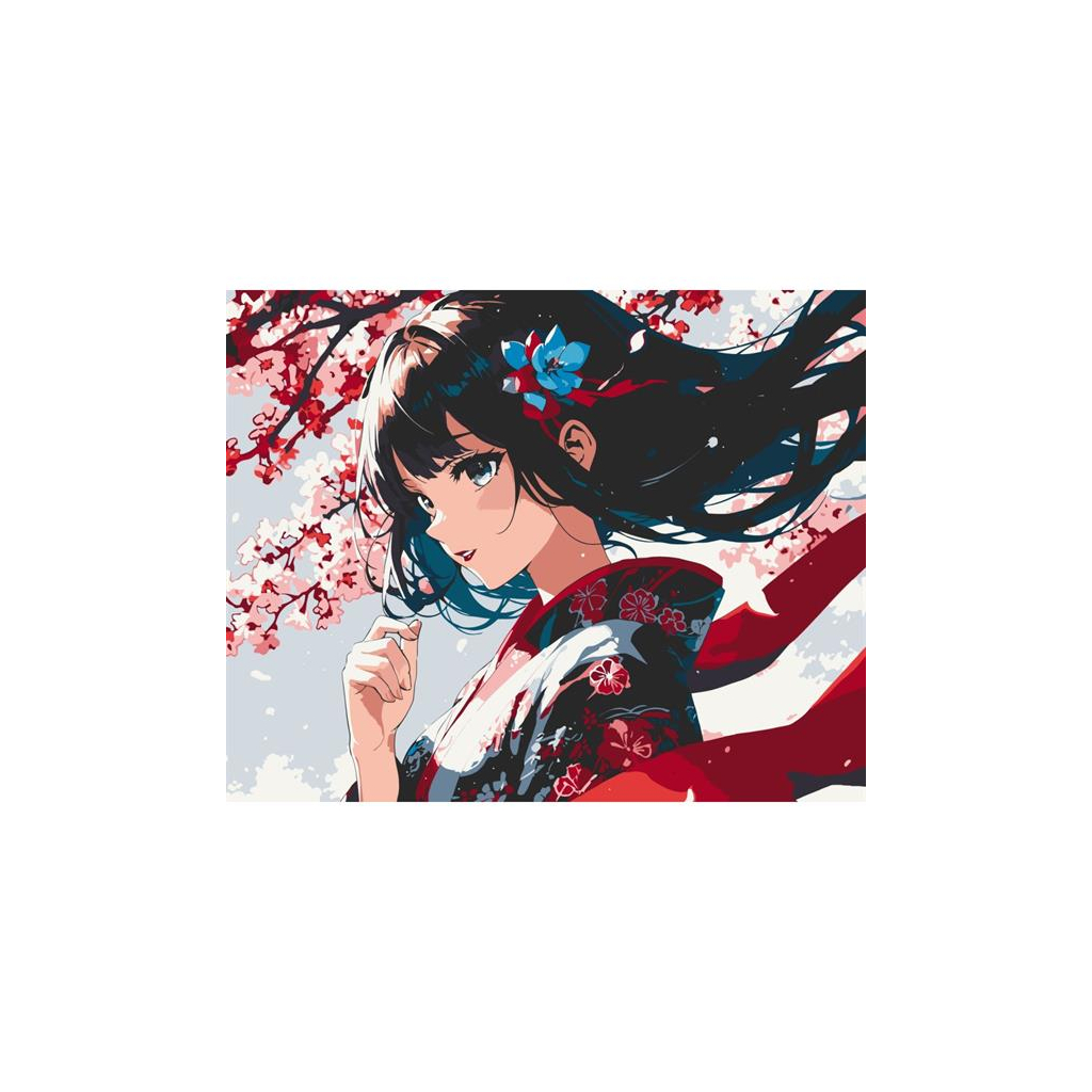 Картина по номерам ArtCraft Дівчина з сакурою 40х50 см (16107-AC) - зображення 1