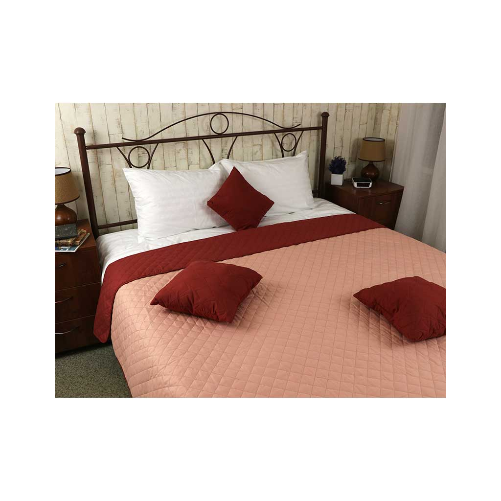 Покривало Руно двостороннє декоративне Ромб бордово-бежеве 212х240 см (329.52У_ББ ромб) - зображення 6