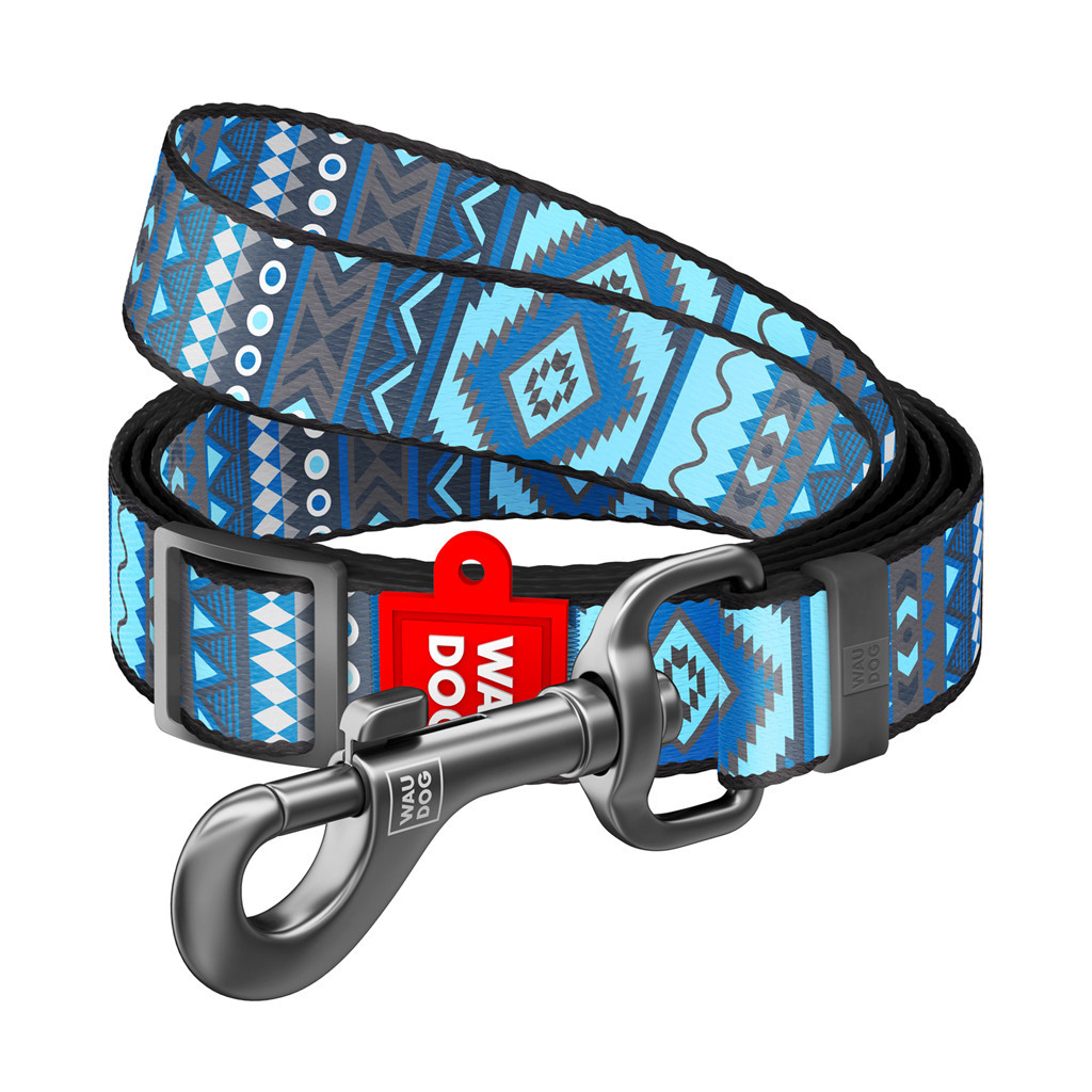 Повідець для собак WAUDOG Nylon "Етно синій" регульований M (5335) - зображення 1
