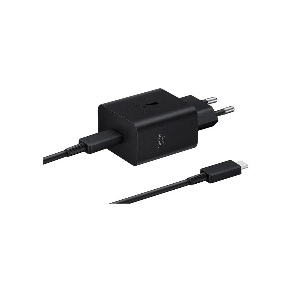 Зарядний пристрій Samsung 45W Compact Power Adapter (w C to C Cable) Black (EP-T4511XBEGEU) - зображення 1