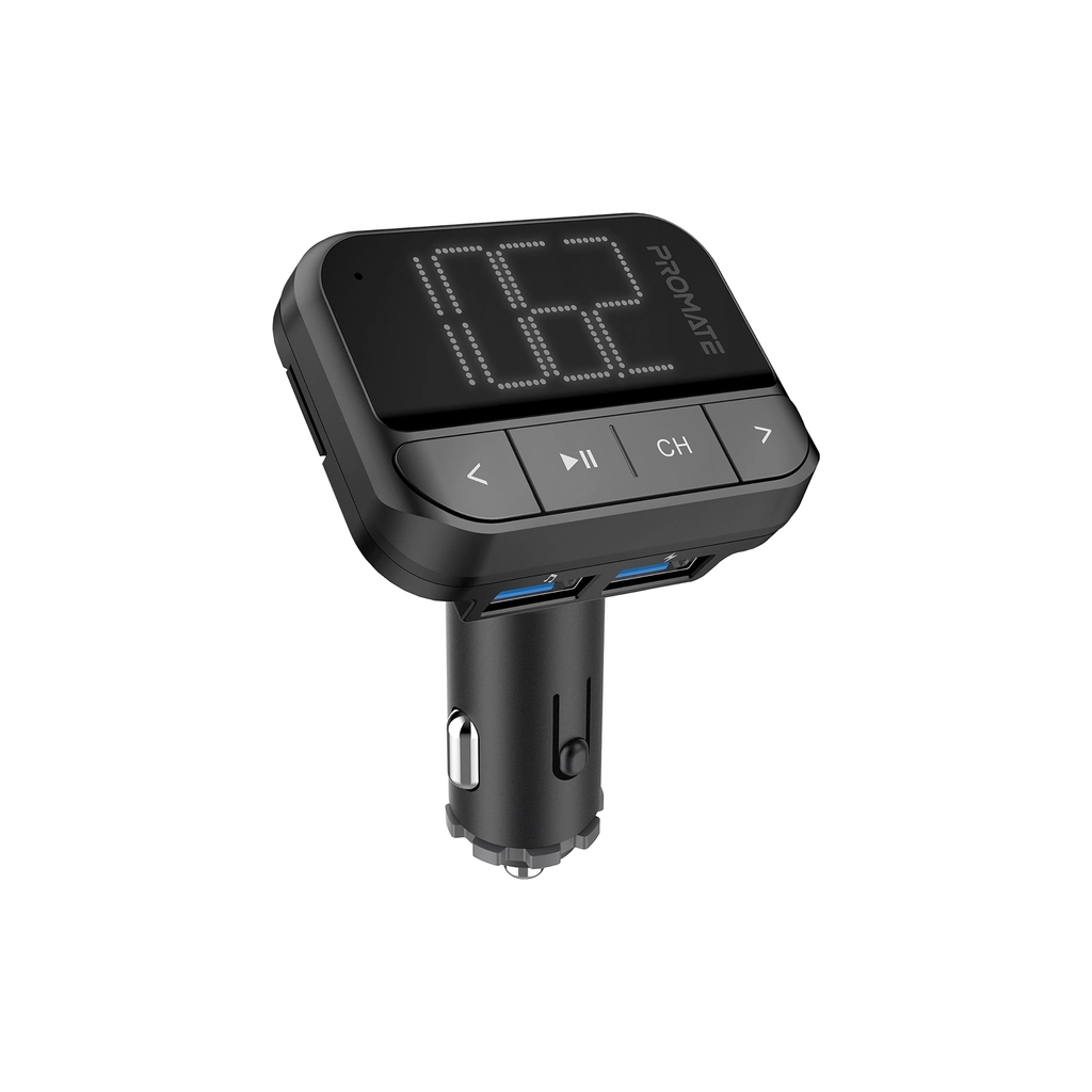 FM модулятор Promate ezfm-2 black AUX/SD/USB Black (ezfm-2.black) - зображення 1