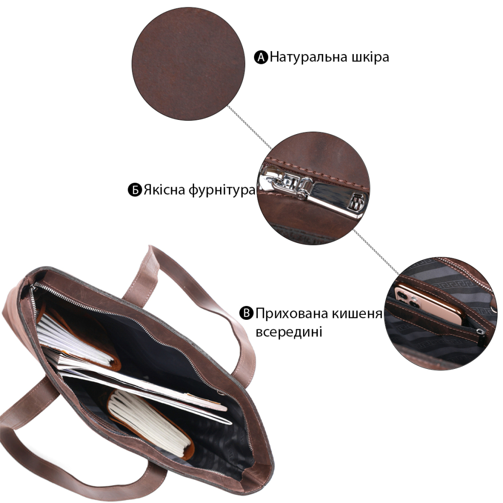 Сумка Shvigel Вінтажна шопер Коричнева (16349) - зображення 4