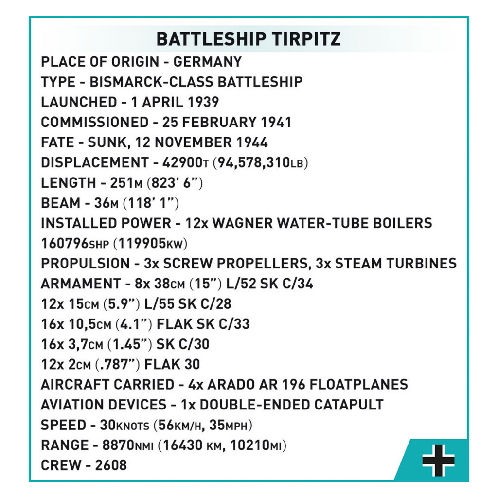 Конструктор Cobi Лінкор Тірпіц 1:300, 2880 деталей (COBI-4839) - зображення 12
