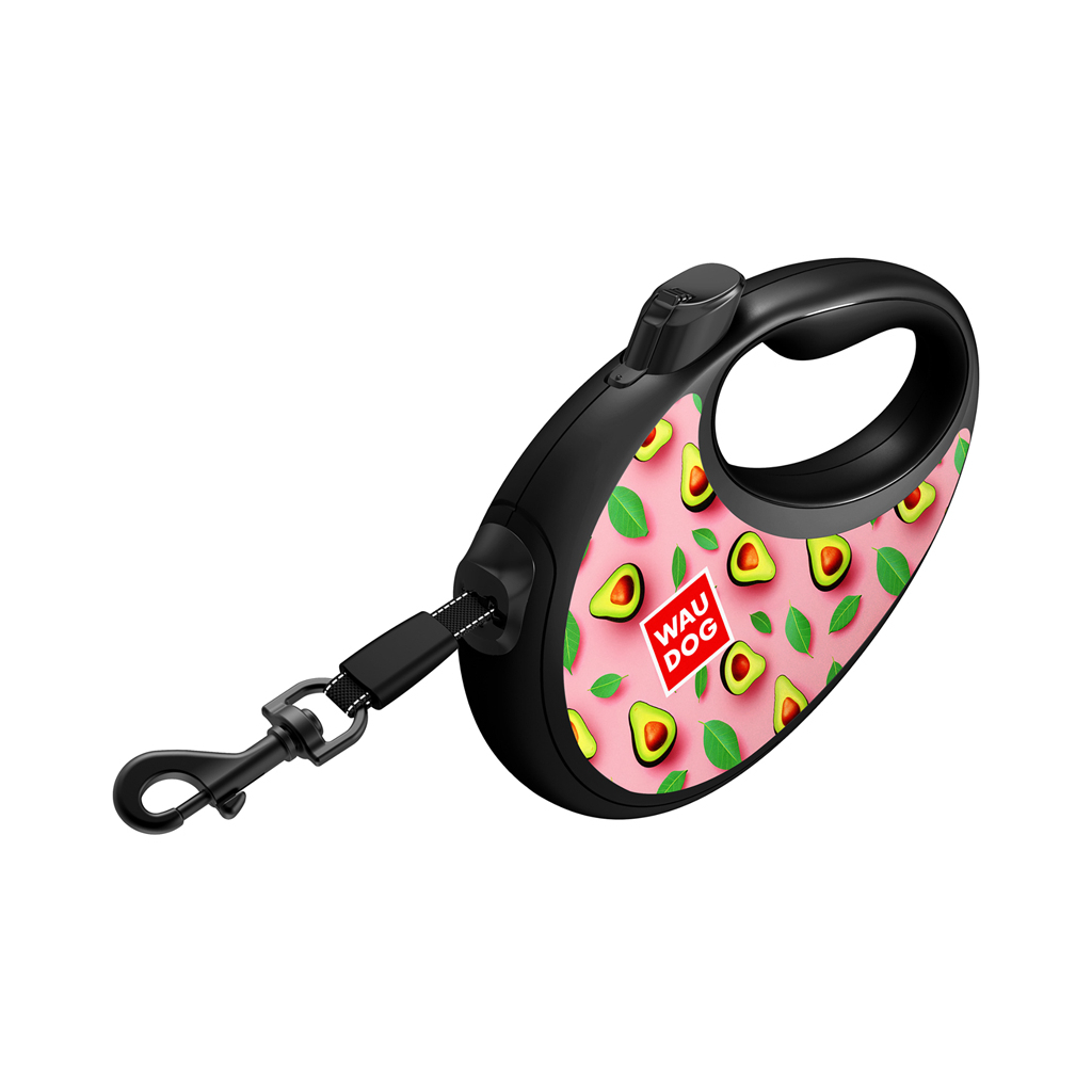Повідець для собак WAUDOG R-leash з контейнером для пакетів "Авокадо на рожевому", світловідбивна стрічка, L (257-4051) - зображення 3