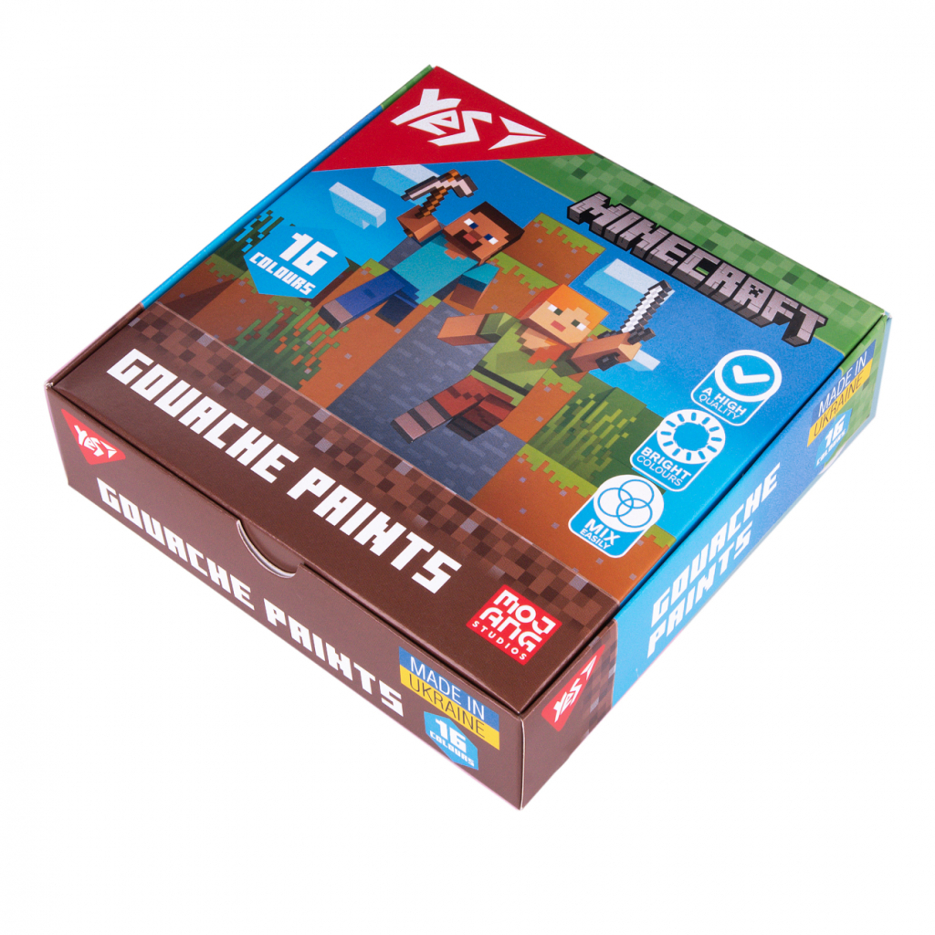 Гуашеві фарби Yes Minecraft 16 кольорів по 20 мл (230408) - изображение 1