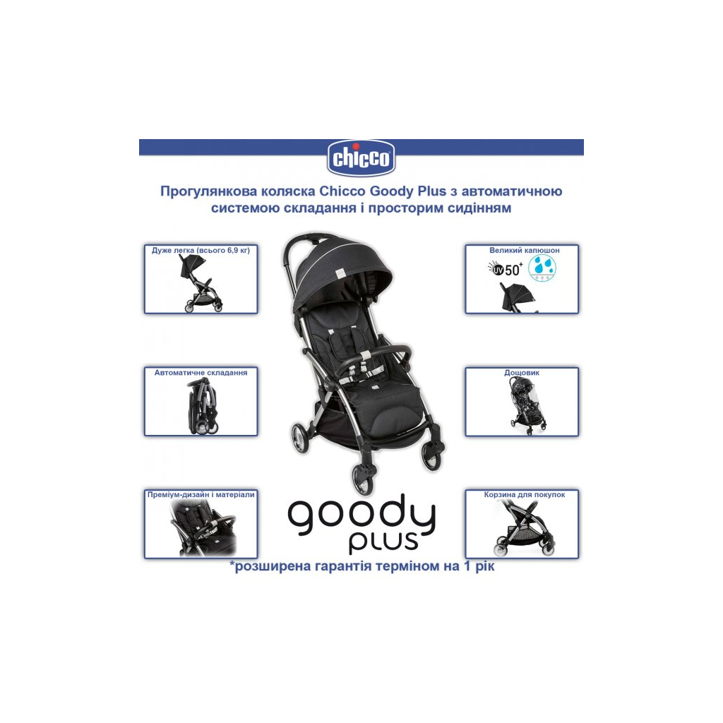 Коляска Chicco Goody Plus Stroller Сіро-салатова (79877.19.00) - зображення 2