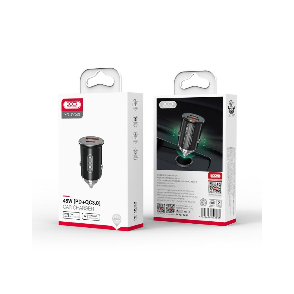 Зарядний пристрій XO CC43 1 USB QC 3.0 + 1 Type-C PD (45W) Black (XO-CC43-BK) - зображення 6