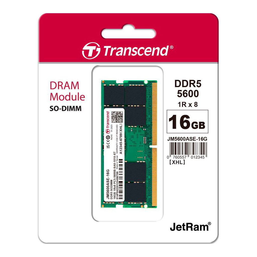 Модуль пам'яті для ноутбука SoDIMM DDR5 32GB 5600 MHz JetRam Transcend (JM5600ASE-32G) - зображення 2