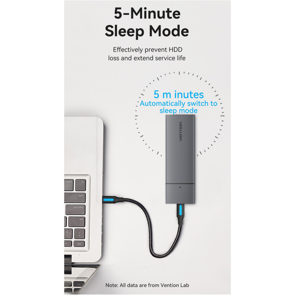 Кишеня зовнішня Vention SSD M.2 (NVME) M-key USB Type-C 3.2 gray (KPGH0) - зображення 5