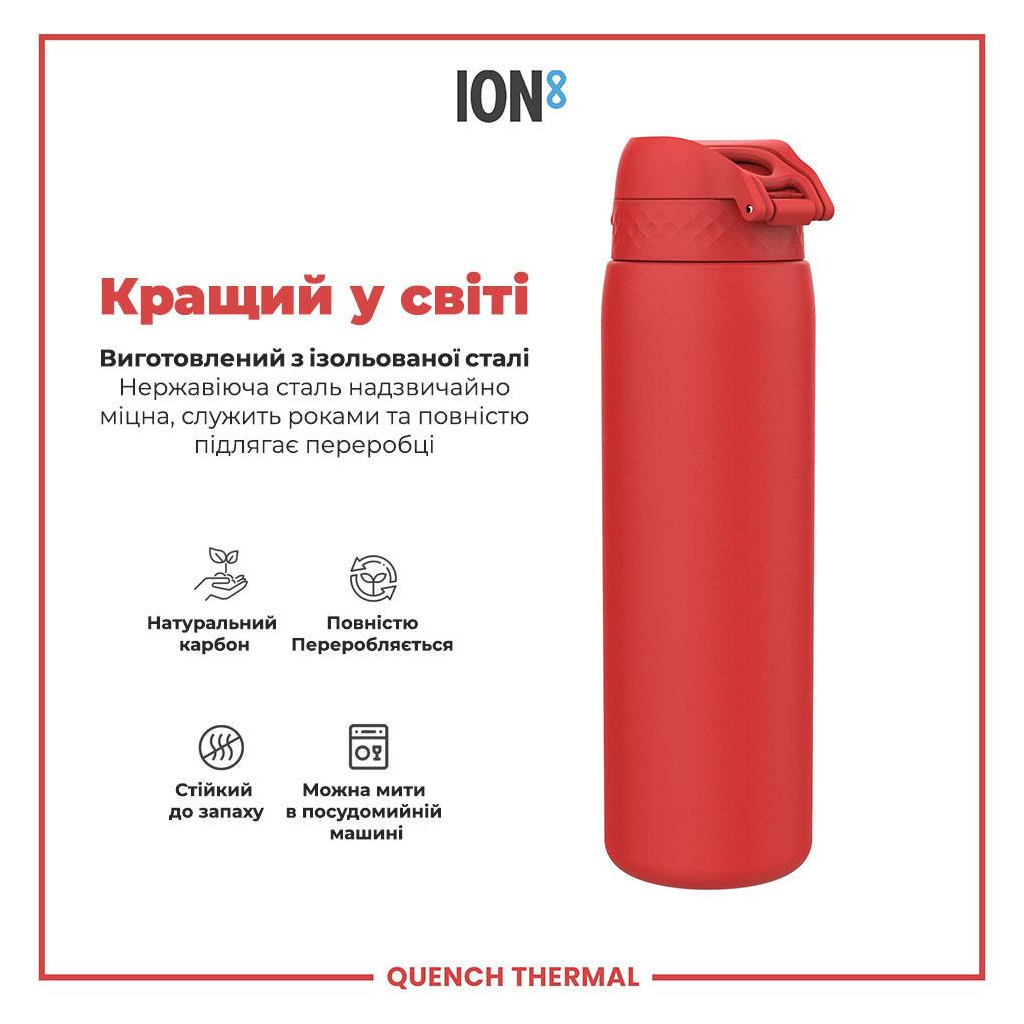 Пляшка для води ION8 OneTouch Vacuum Insulated 920 мл Red (I8TS1000Red) - зображення 6