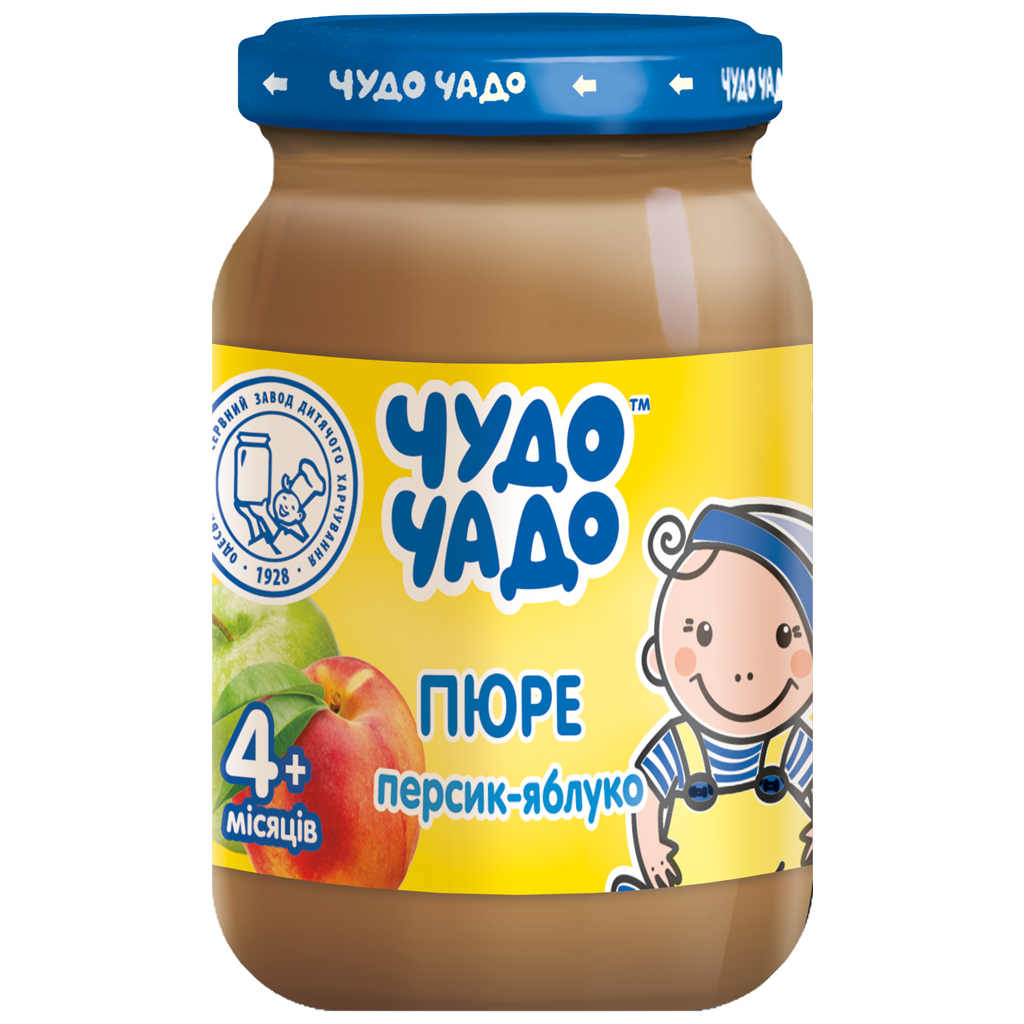 Дитяче пюре Чудо-Чадо Персик та яблуко з 4 місяців 170 г (4820003688274) - зображення 1