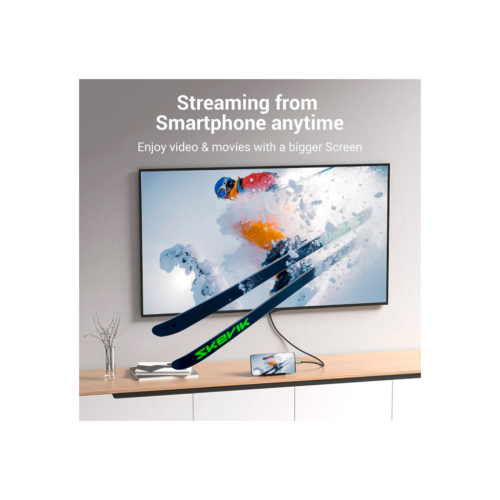 Кабель мультимедійний USB-C to HDMI M 1.5m 4K60Hz Thunderbolt 3 HDCP2.2 black Vention (CRBBG) - изображение 4