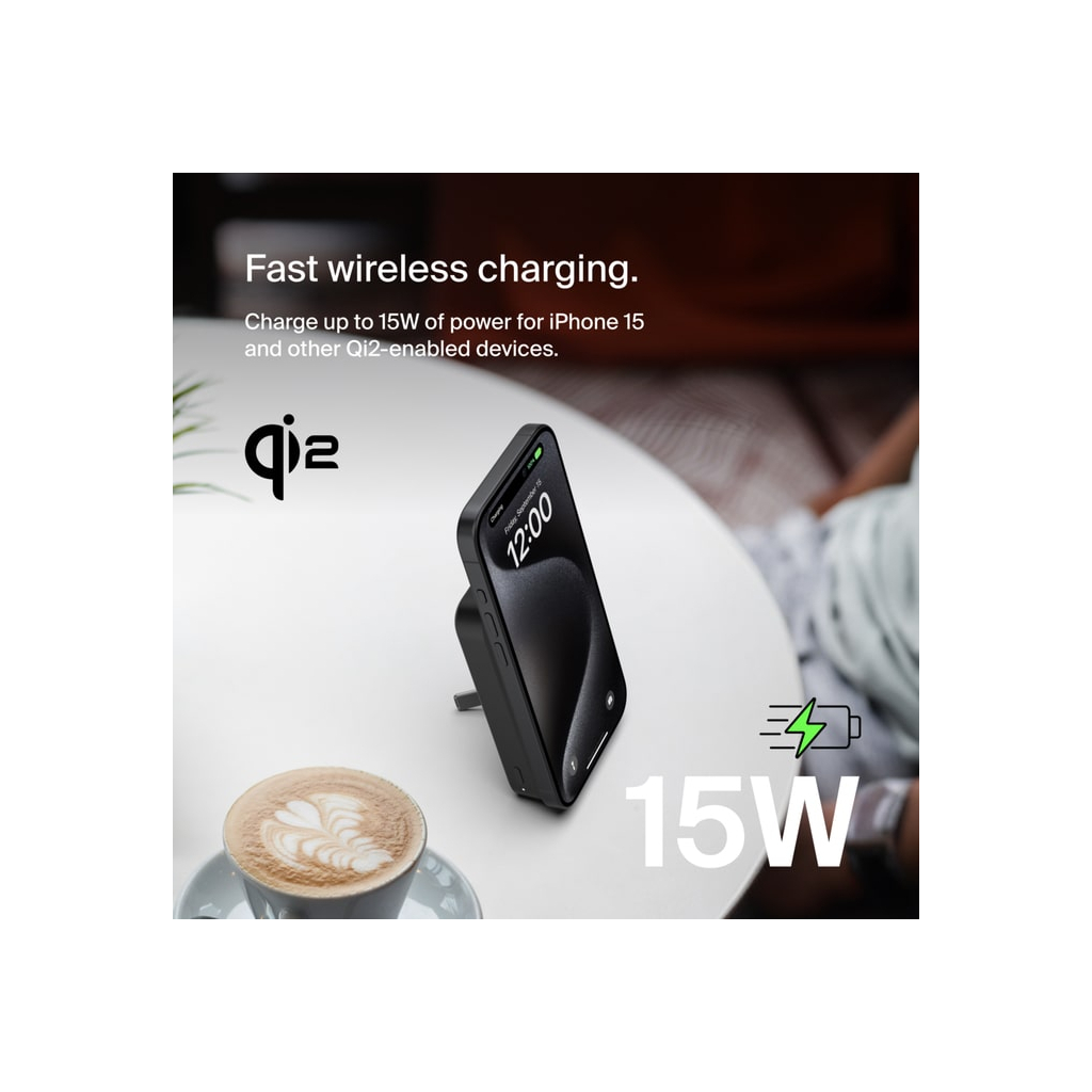 Батарея універсальна Belkin 8000mAh MagSafe Wireless Qi2 Black (BPD007BTBK) - зображення 7