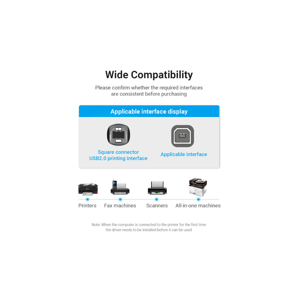 Кабель для принтера USB 2.0 AM/BM 3.0m 480Mbps PVC black VENTION (COQBI) - picture 9