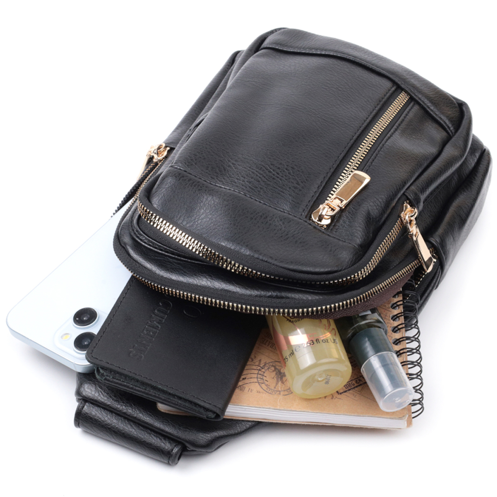 Сумка Vintage Слінг жіноча з екошкіри Чорна (22748) - зображення 8