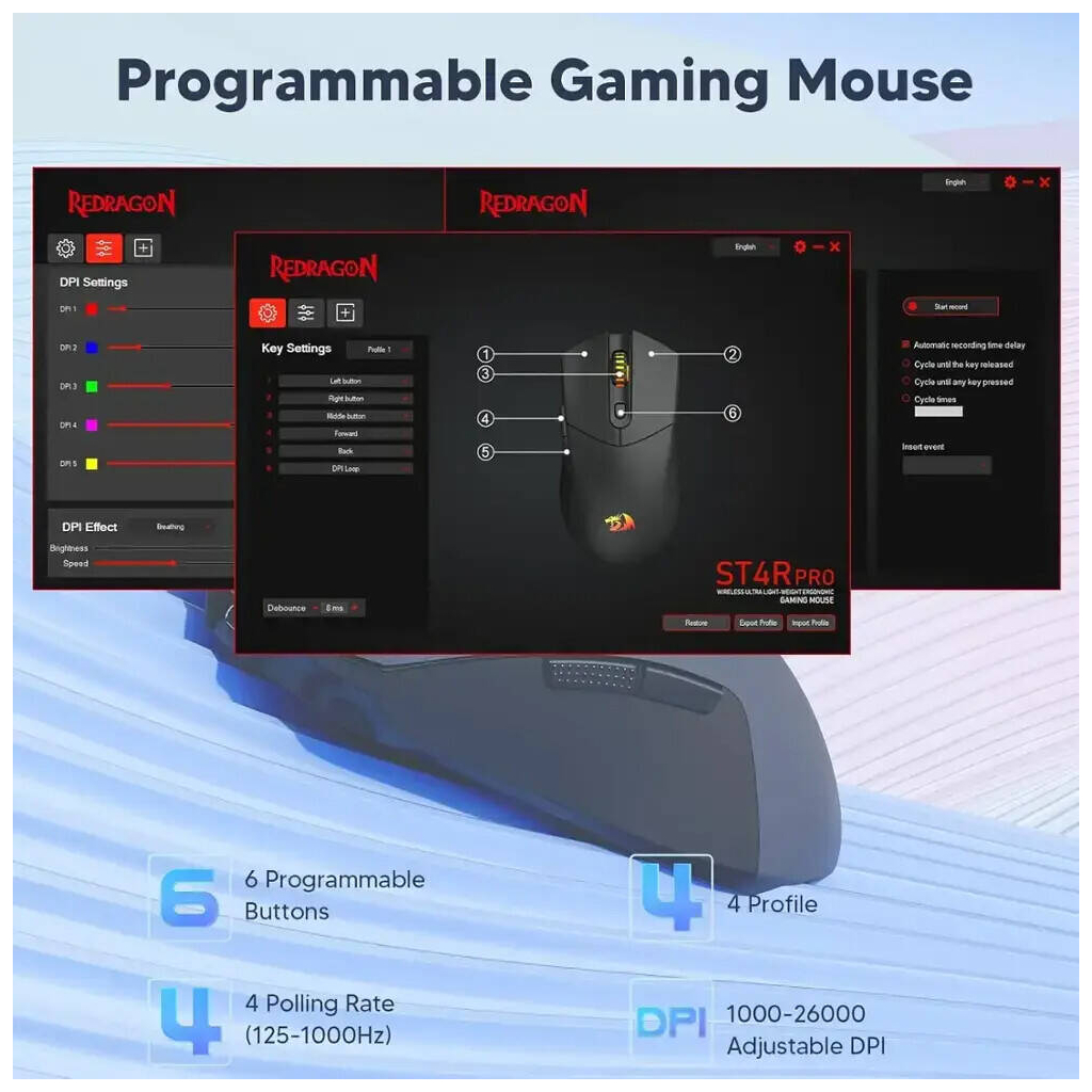 Мишка Redragon M917GB ST4R Pro Wireless/Bluetooth Black (72209) - зображення 4