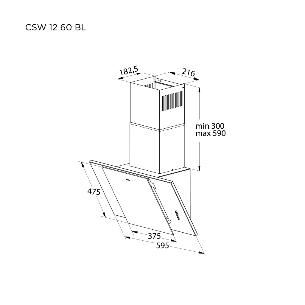 Витяжка кухонна Pyramida CSW 12 60 BL - зображення 7