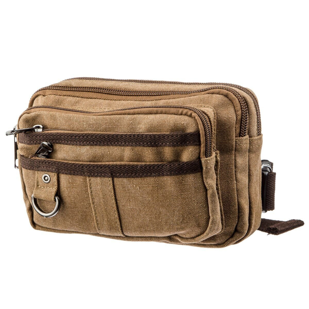 Сумка Vintage Бананка текстильна на пояс Коричнева (20160) - зображення 1