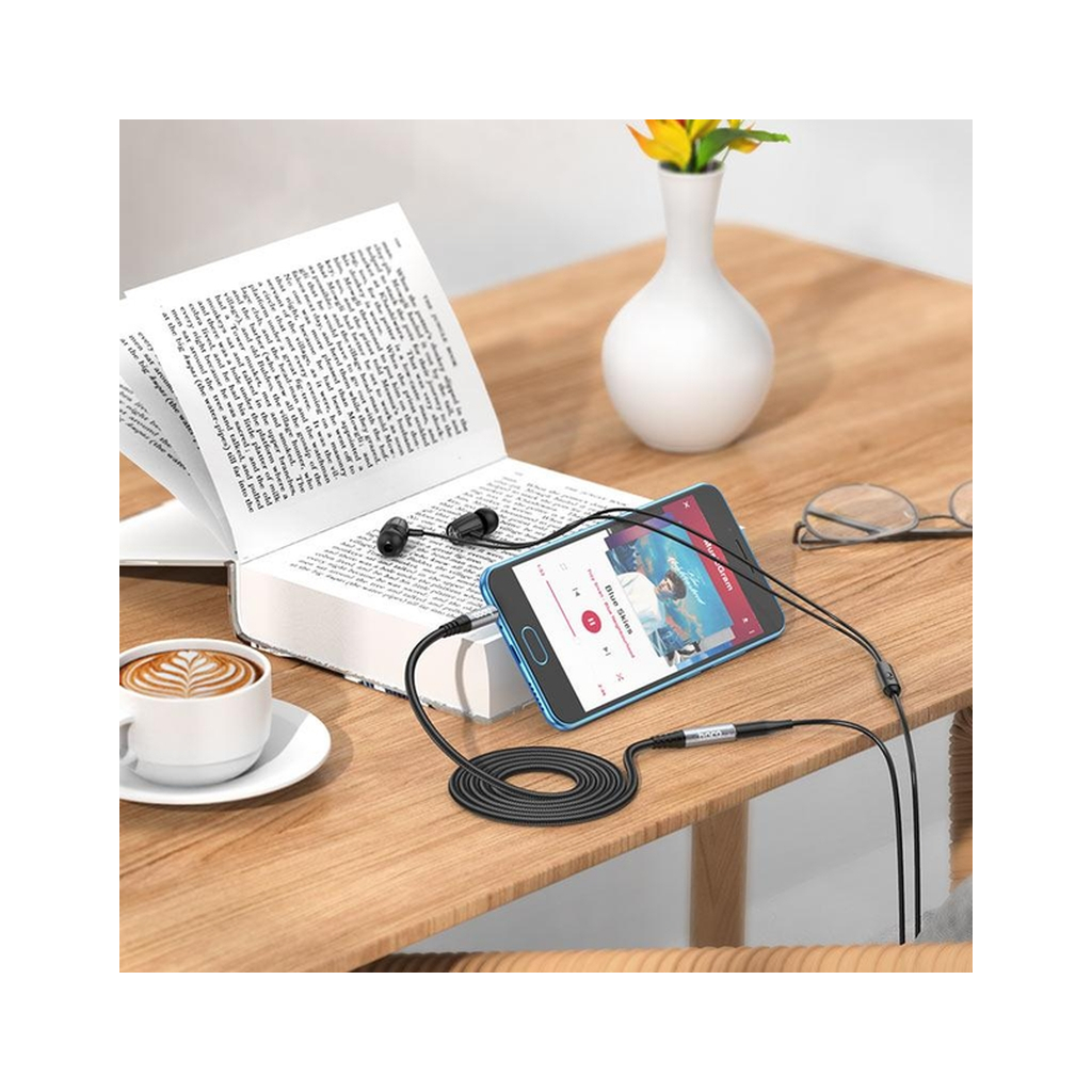 Кабель мультимедійний 3.5mm M to 3.5mm F 1.0m Gray HOCO (6931474762153) - зображення 7