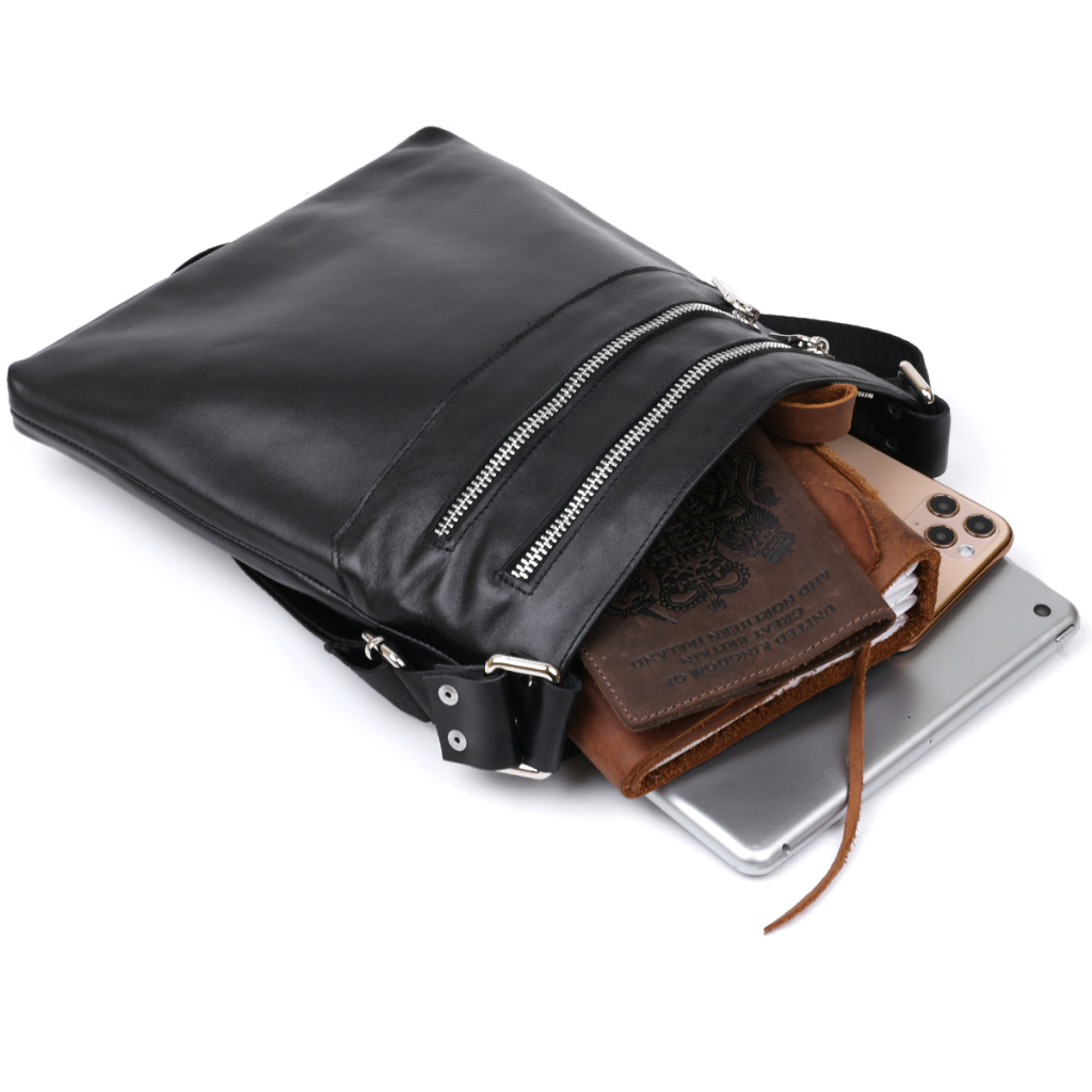 Сумка Shvigel Шкіряна через плече Чорна (11602) - зображення 6