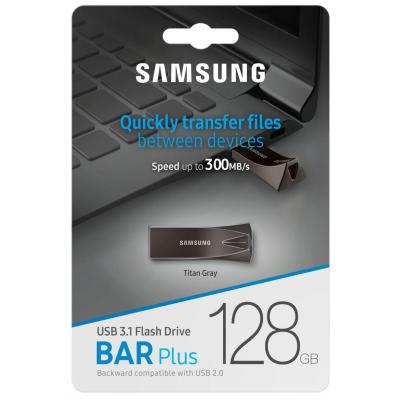 USB флеш накопичувач Samsung 128GB Bar Plus Black USB 3.1 (MUF-128BE4/APC) - изображение 7