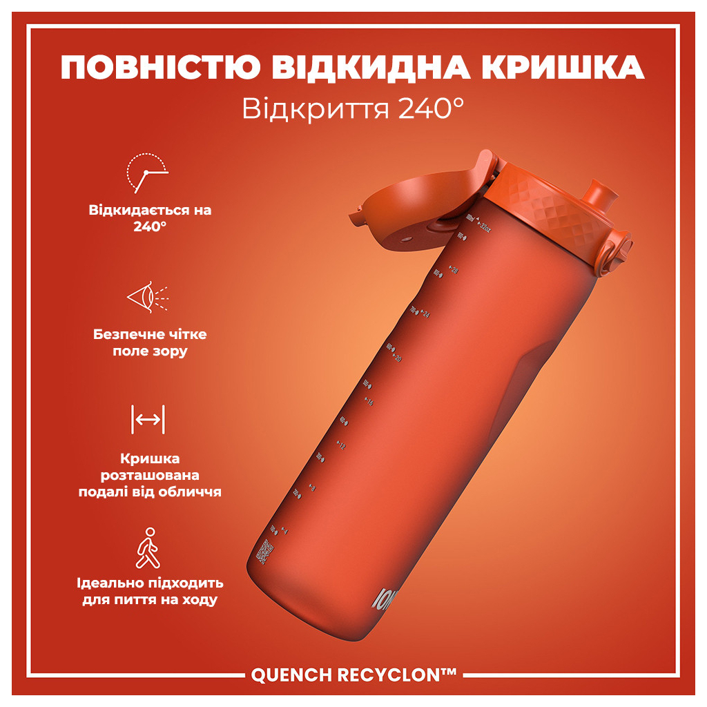 Пляшка для води ION8 OneTouch 1000 мл BPA Free, Hearty Orange (I8RF1000HORG) - зображення 3