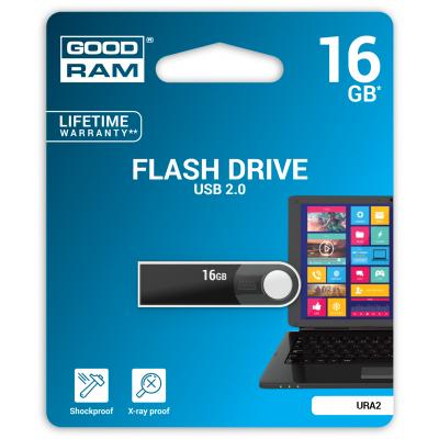 USB флеш накопичувач Goodram 16GB URA2 Black USB 2.0 (URA2-0160K0R11) - зображення 4