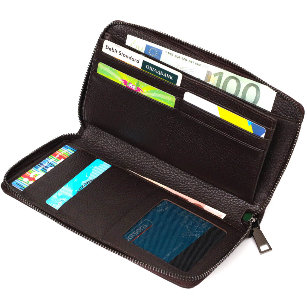 Гаманець Bond Accessories З одним відділенням з натуральної шкіри Коричнева (22032) - зображення 5