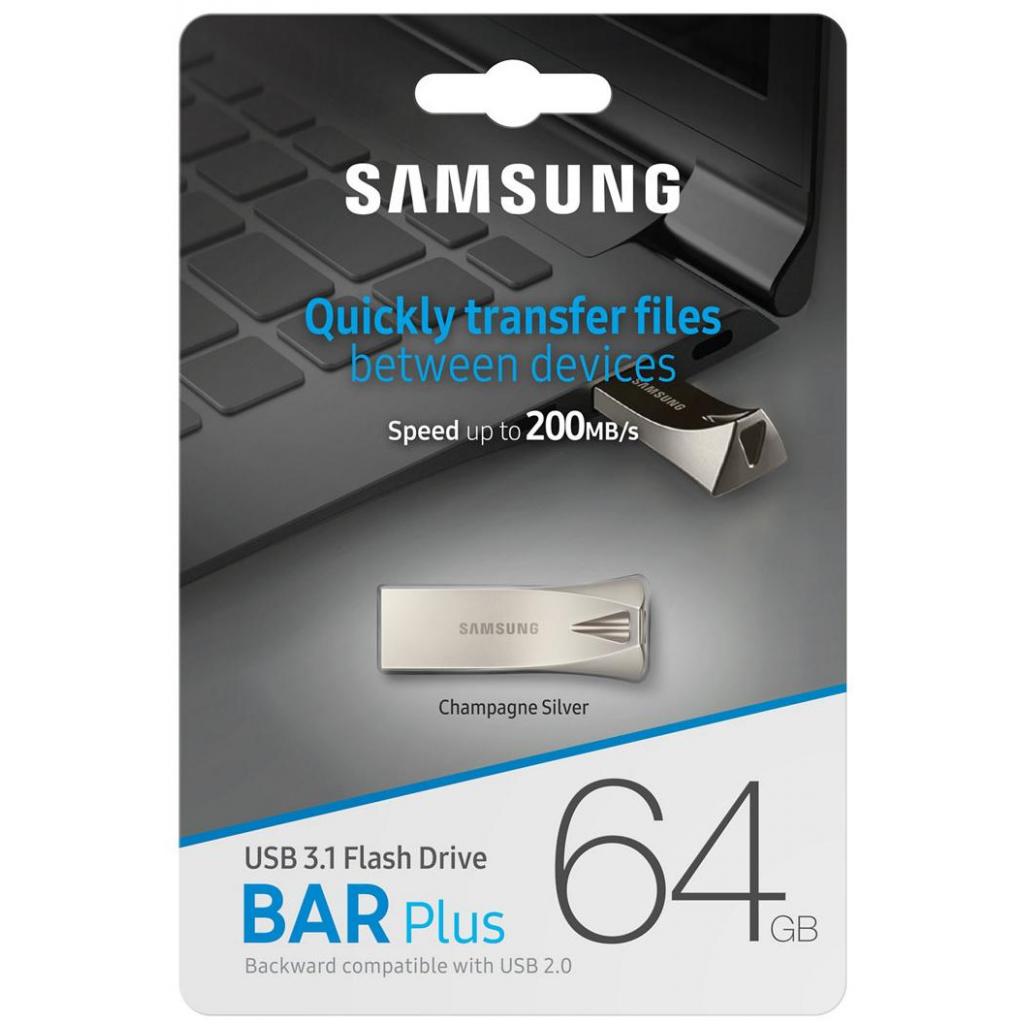 USB флеш накопичувач Samsung 64GB Bar Plus Silver USB 3.1 (MUF-64BE3/APC) - зображення 7