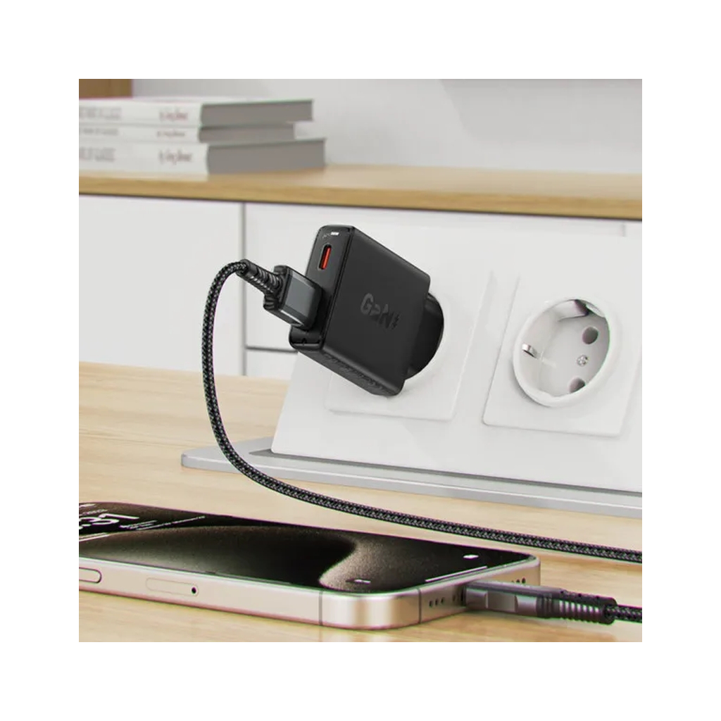 Зарядний пристрій Acefast 2xUSB 30W (USB-C+USB-A) Gan A69 ultra-thin Fast Charger Black (6974316282709) - зображення 6