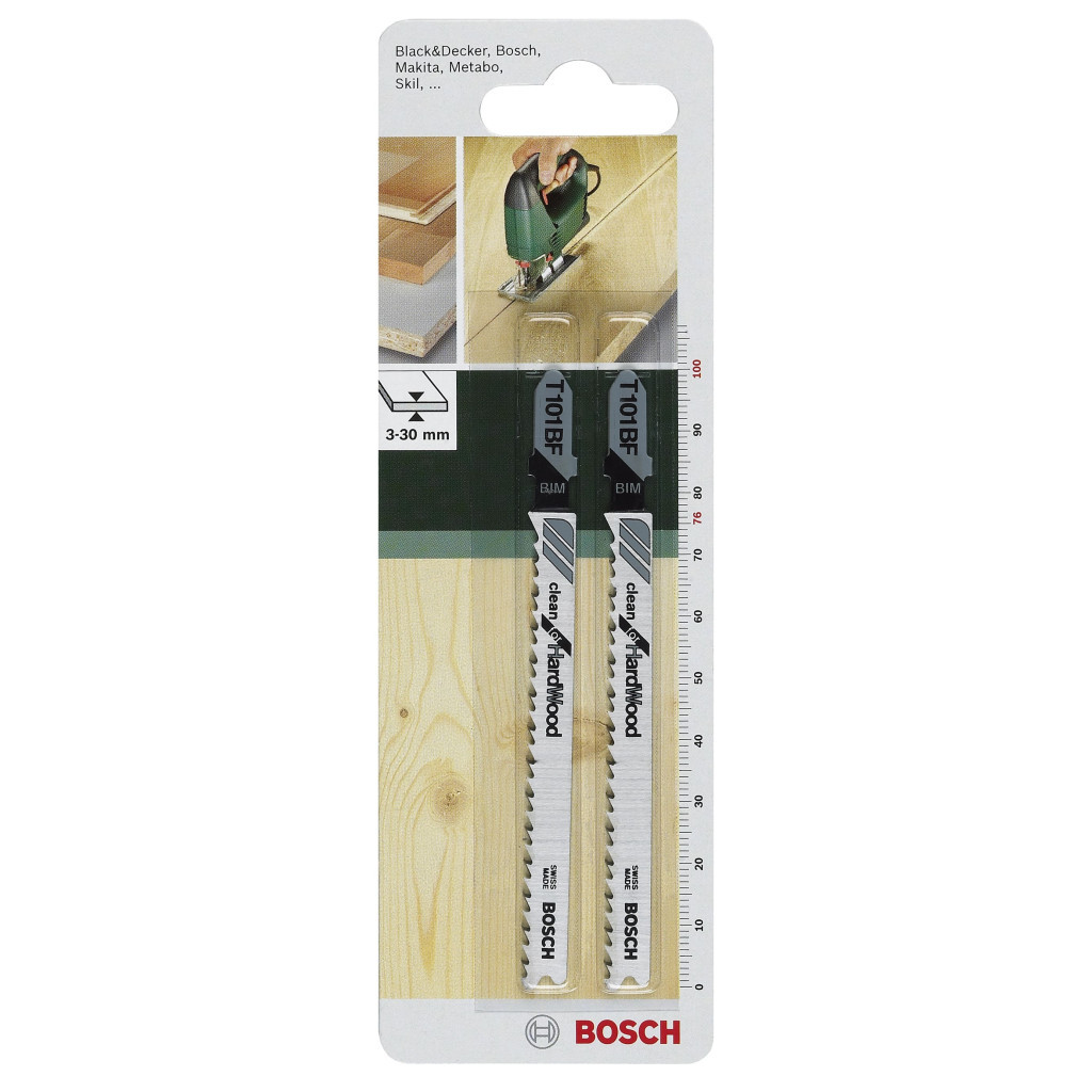 Полотно Bosch по дереву, T 101 BF, 2.7х100мм, 2шт (2.609.256.728) - зображення 1