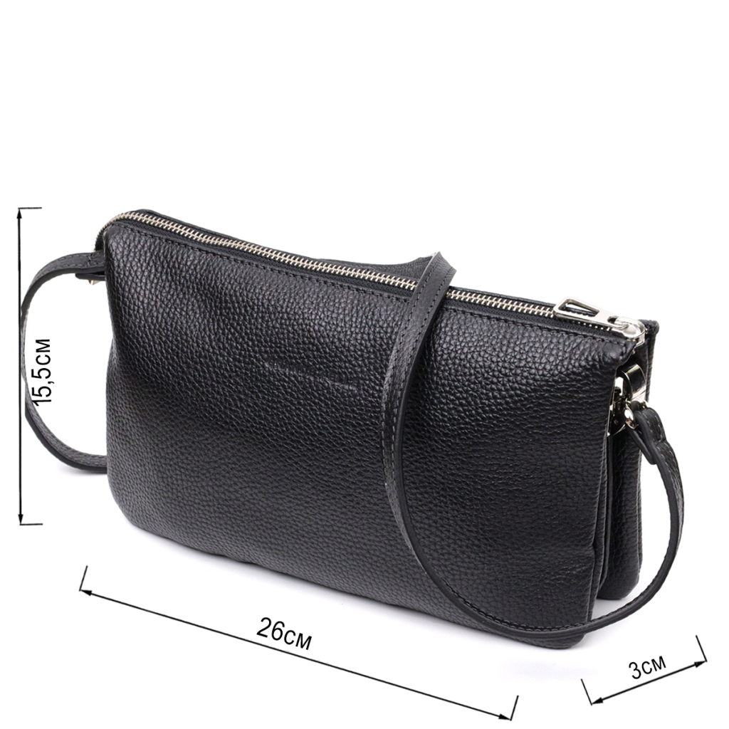 Сумка Grande Pelle З натуральної зернистої шкіри Чорна (11697) - зображення 3