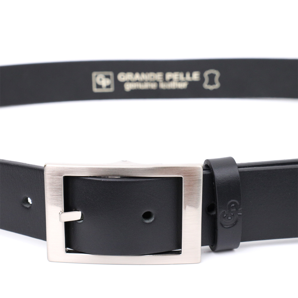 Ремінь Grande Pelle Шкіряний брючний з квадратною пряжкою Чорний (11678) - зображення 2