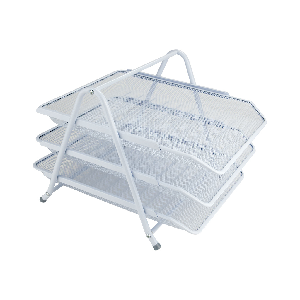 Лоток для паперів Axent горизонтальний 3-в-1, металевий, білий (2122-21-A) - зображення 1