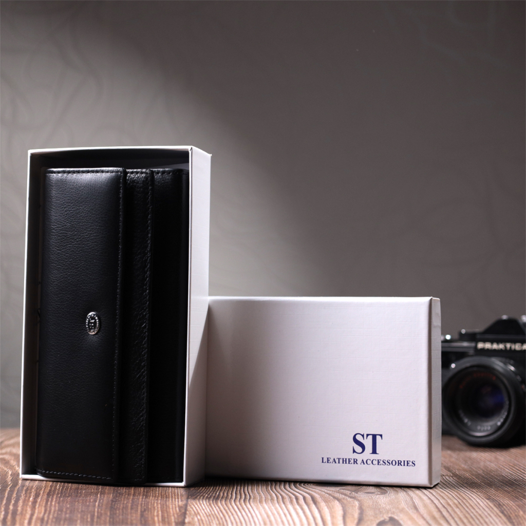 Гаманець ST Leather З натуральної шкіри Чорний (22696) - зображення 11