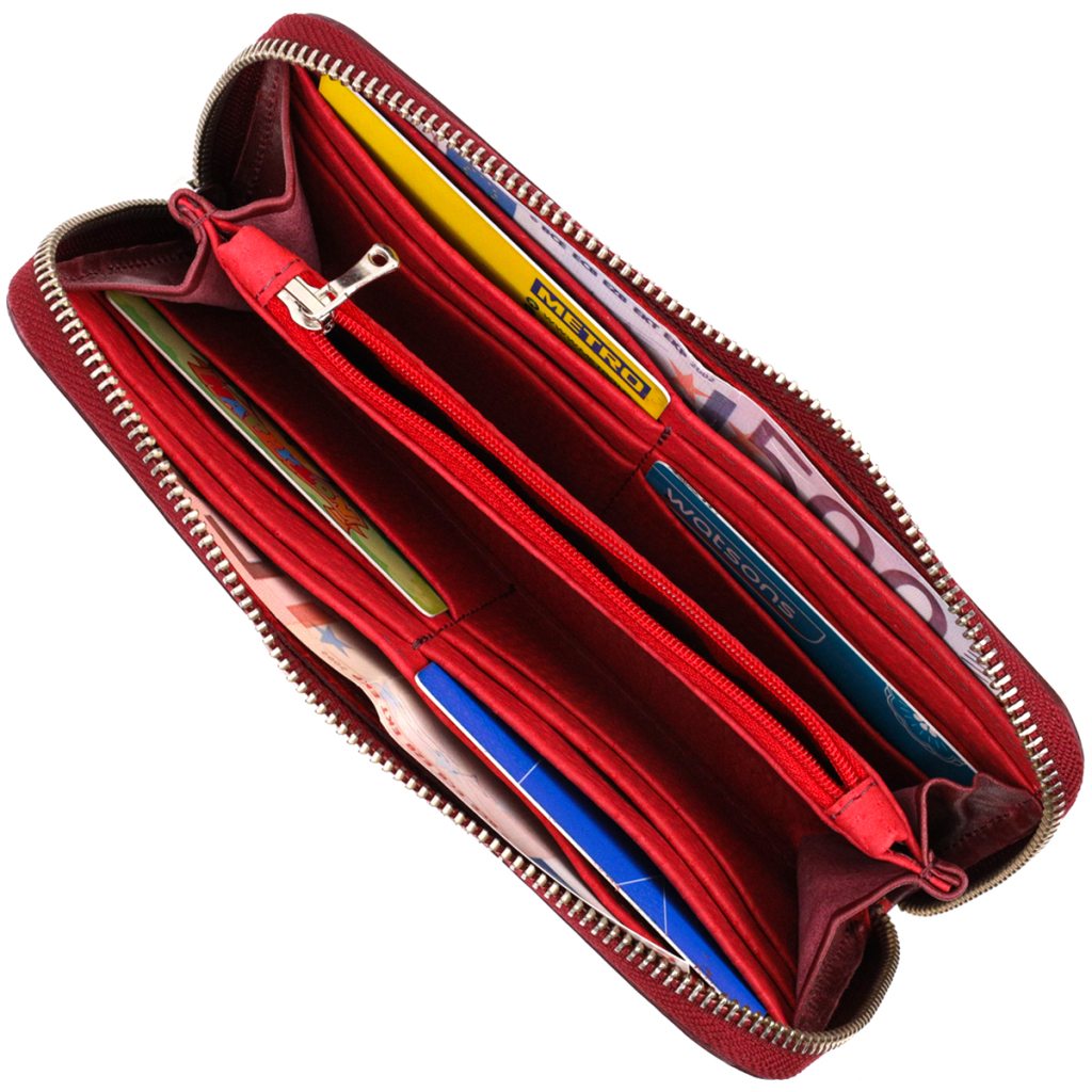 Гаманець Grande Pelle З натуральної шкіри Бордовий (16796) - зображення 7