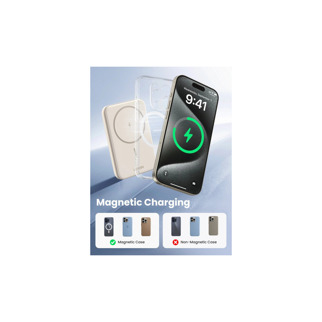 Батарея універсальна Ugreen 5000 mAh 15W Magnetic Wireless USB-C In/Out (PB560) (25207) - зображення 5
