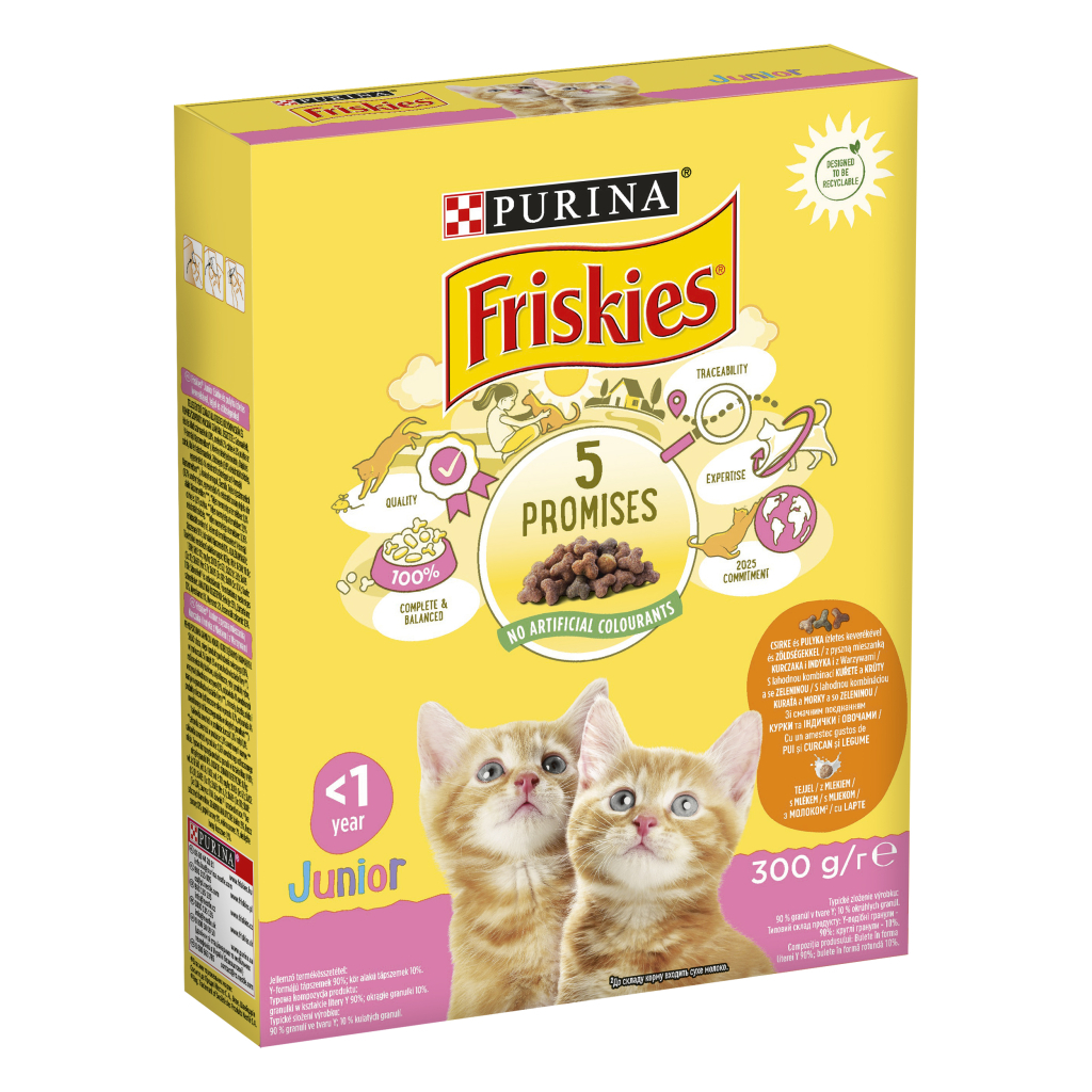 Сухий корм для кішок Purina Friskies Junior з куркою, молоком і овочами 300 г (7613031868360) - зображення 1