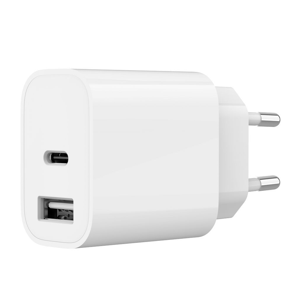 Зарядний пристрій Gembird 1xUSB-A+1xUSB-C 5V/2.4A (12W) white (TA-UC-2AC12-01) - зображення 1