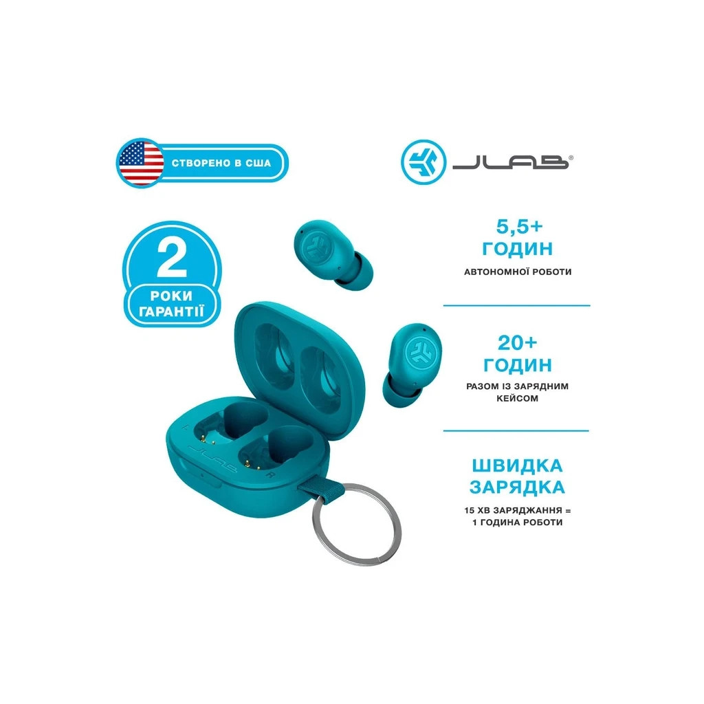 Навушники Jlab JBuds Mini Aqua Teal (IEUEBJBMINIRAQUA124) - зображення 4