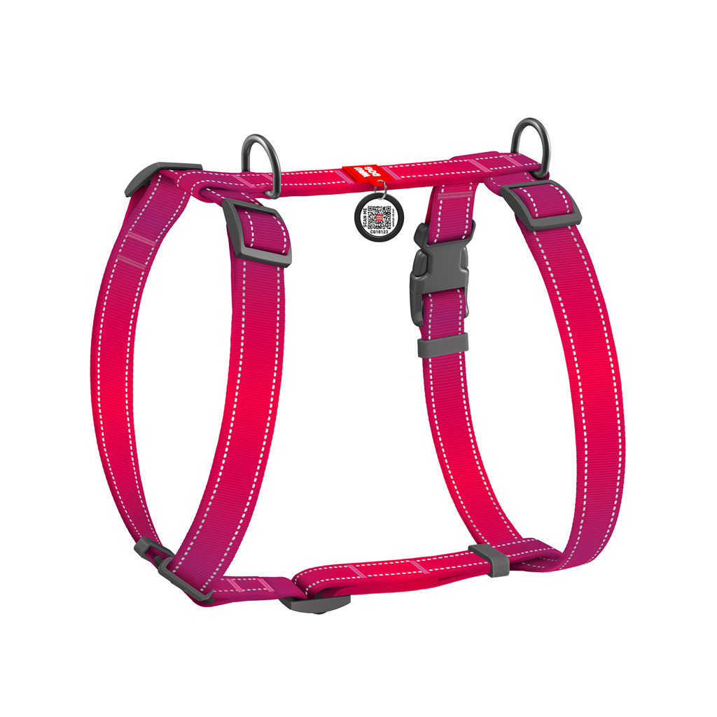 Шлея для собак WAUDOG Nylon Mono з QR-паспортом, пластиковий фастекс L рожева (52747) - зображення 2
