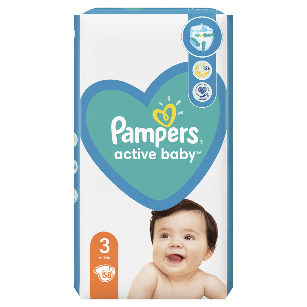 Підгузки Pampers Active Baby Midi Розмір 3 (6-10 кг), 58 шт (8001090949707) - зображення 2