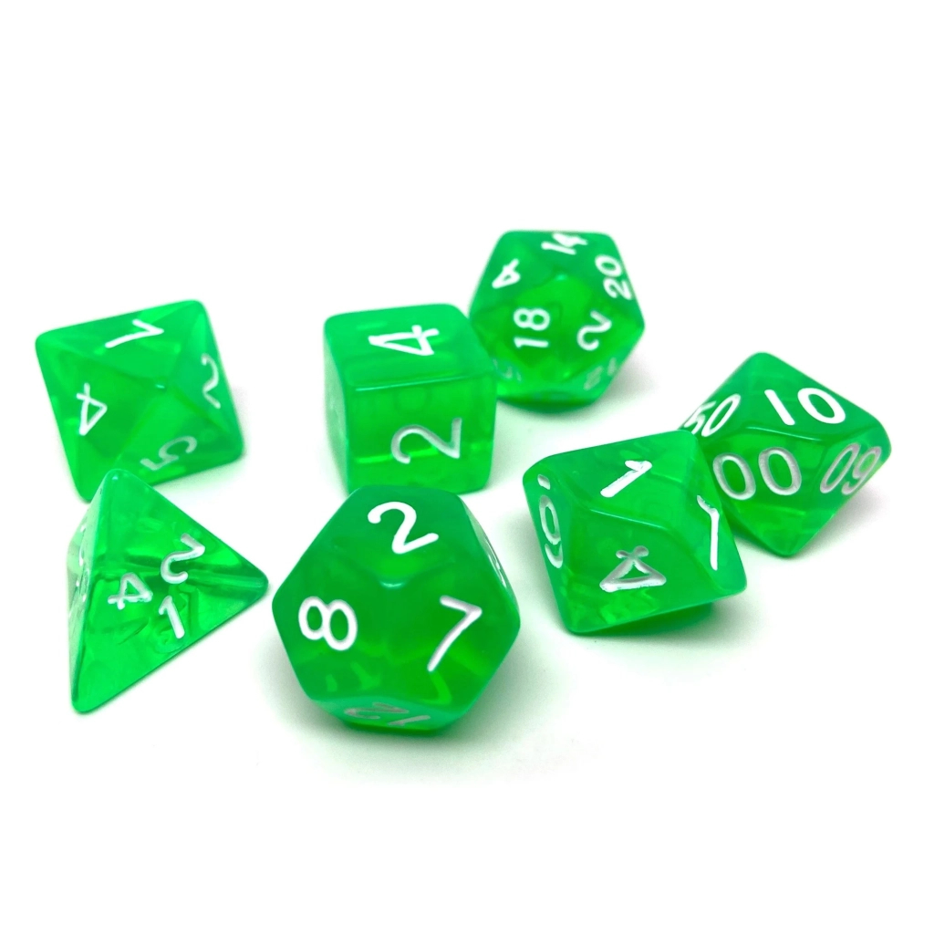 Набір кубиків для настільних ігор Games 7 Days Transparent 7 Dice Set - Green (g7dtran05) - изображение 2