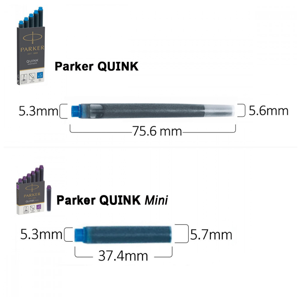 Чорнило для пір'яних ручок Parker Картриджи Quink /5шт синій (11 410BLU) - изображение 2