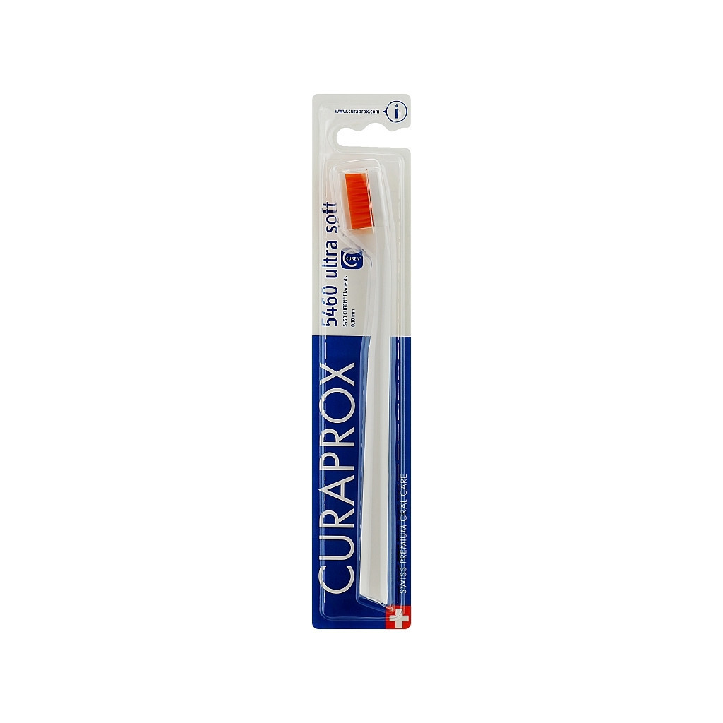 Зубна щітка Curaprox CS 5460 Ultra Soft Ультрам'яка D 0.10 мм Біла з помаранчевою щетиною (CS 5460-16) - зображення 1