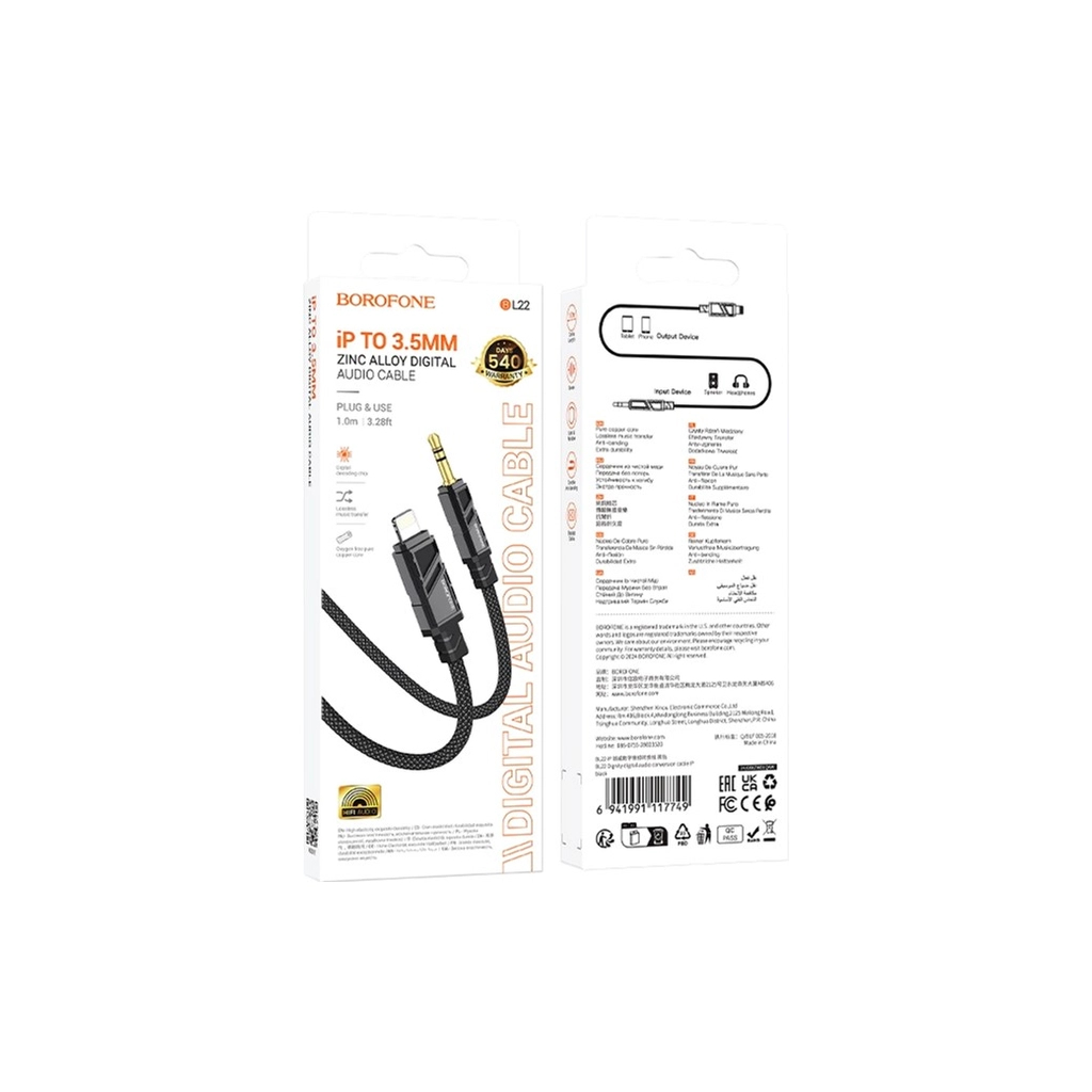Кабель мультимедійний Lightning to 3.5mm M 1.0m black BOROFONE (6941991117749) - изображение 5
