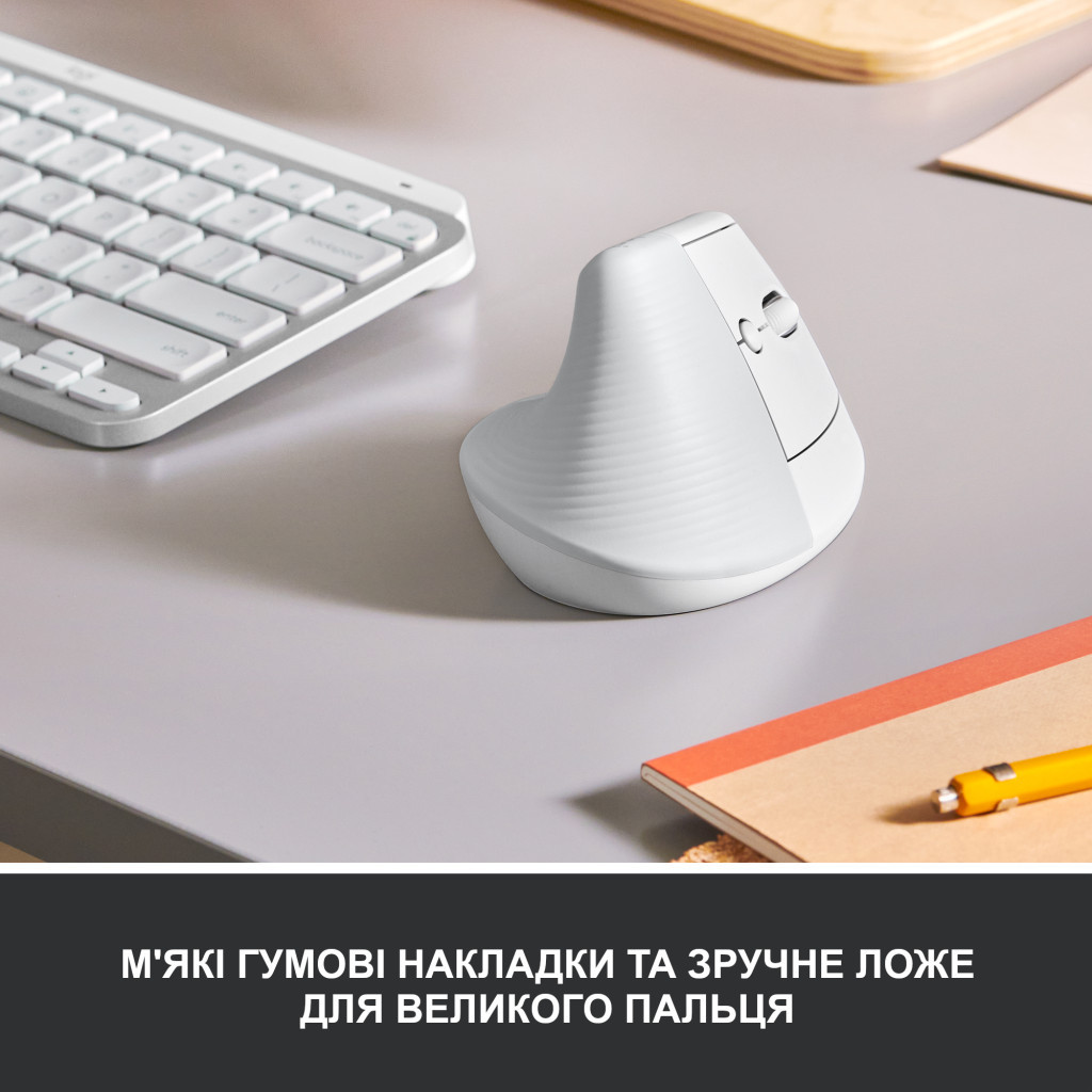 Мишка Logitech Lift Vertical Ergonomic Wireless/Bluetooth White (910-006475) - зображення 2