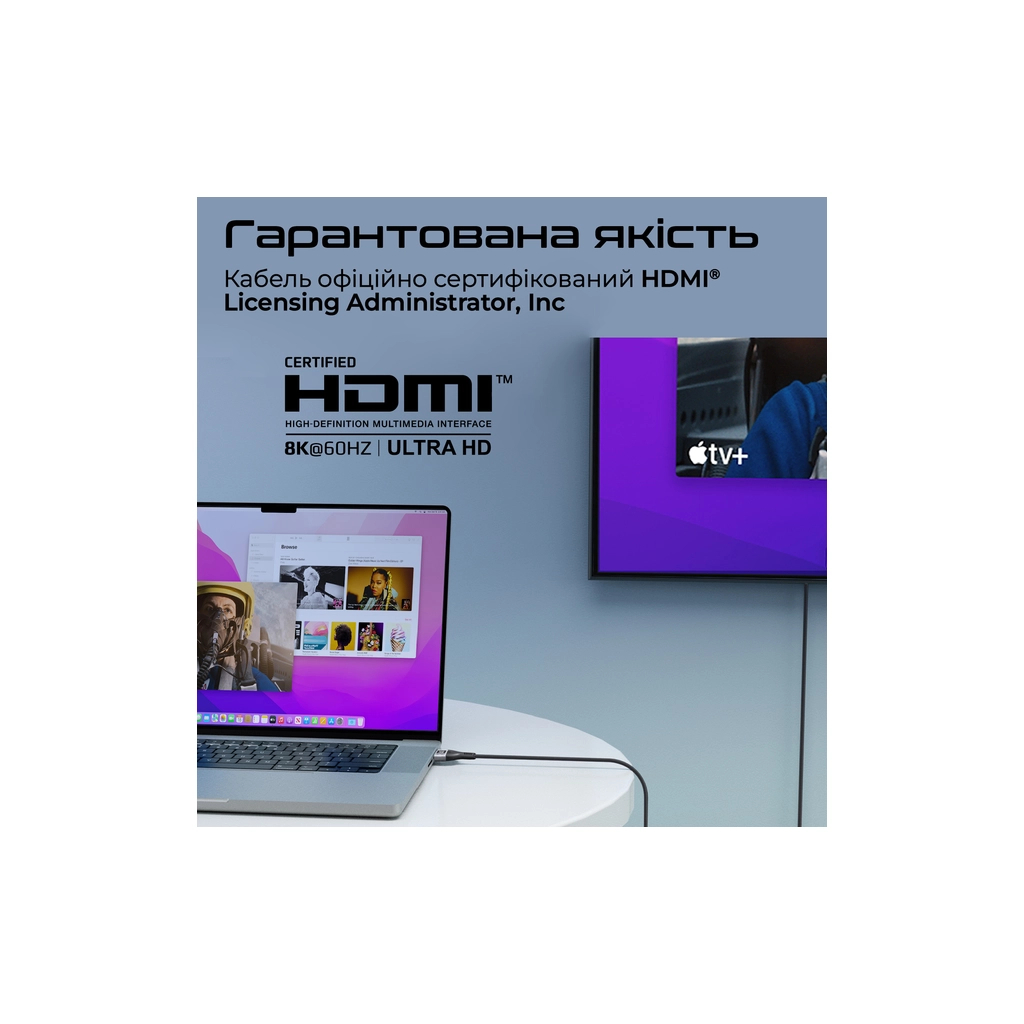 Кабель мультимедійний HDMI M to HDMI M 3.0m V2.1 grey Promate (primelink8k-300.grey) - изображение 6