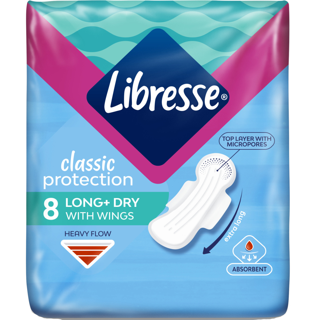 Гігієнічні прокладки Libresse Classic Protection Long Dry 8 шт. (7322541233291) - зображення 1